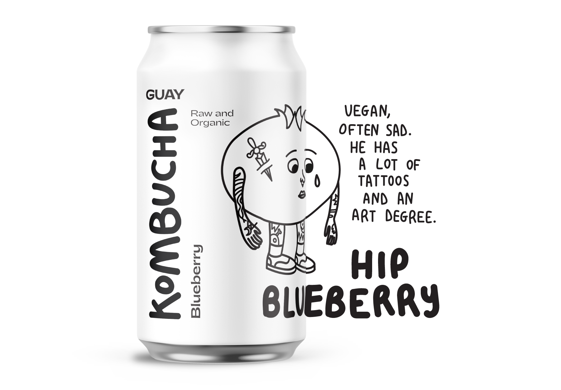 Blueberry kombucha packaging design - DryStudio